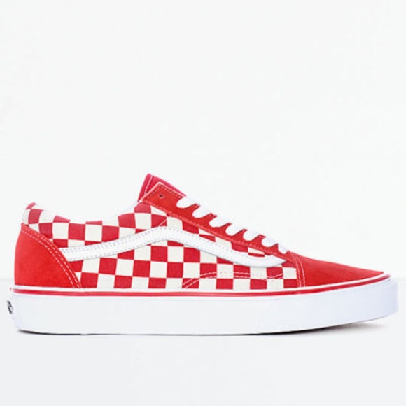 red white blue checkered vans